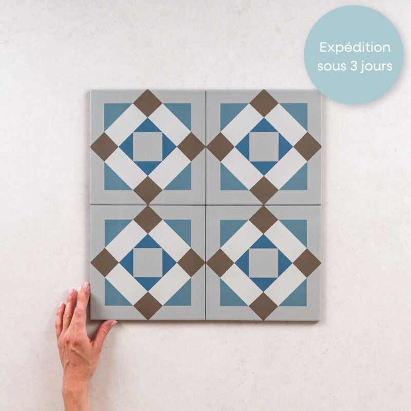 Carrelage Imitation Carreaux de Ciment kompas 20x20cm (0,52m2) Nara - Les Carreaux de Jean