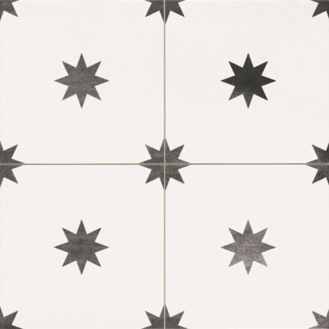 Carrelage Imitation Carreaux de Ciment STAR 44x44 White (1,37m²)- Les Carreaux de Jean