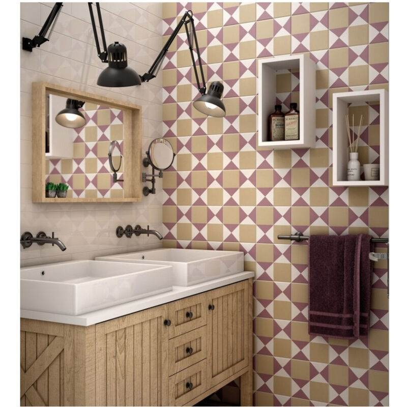 Carrelage grès cérame effet carreau de ciment caprice deco colours chess 20x20cm 20x20 cm Vert - Mat - boîte de 1 m2 - Gioia Materia