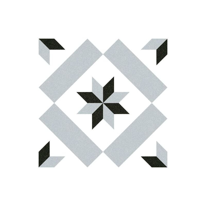 Carrelage imitation ciment étoile grise et noire 20x20 cm calvet - 1m²