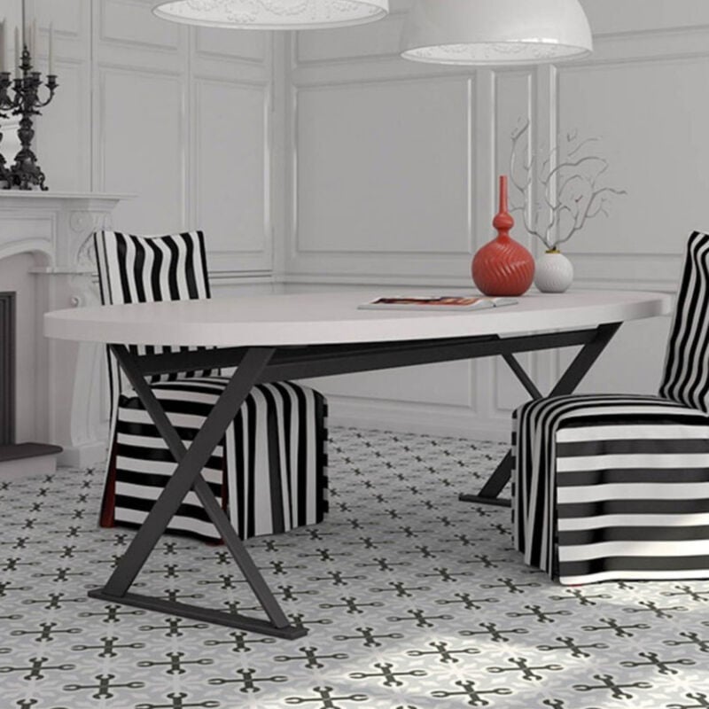 Carrelage grès effet carreau ciment 1900 Llagostera gris, 20x20cm 20x20 cm Gris - Satiné - boîte de 1 m2 - Gioia Materia