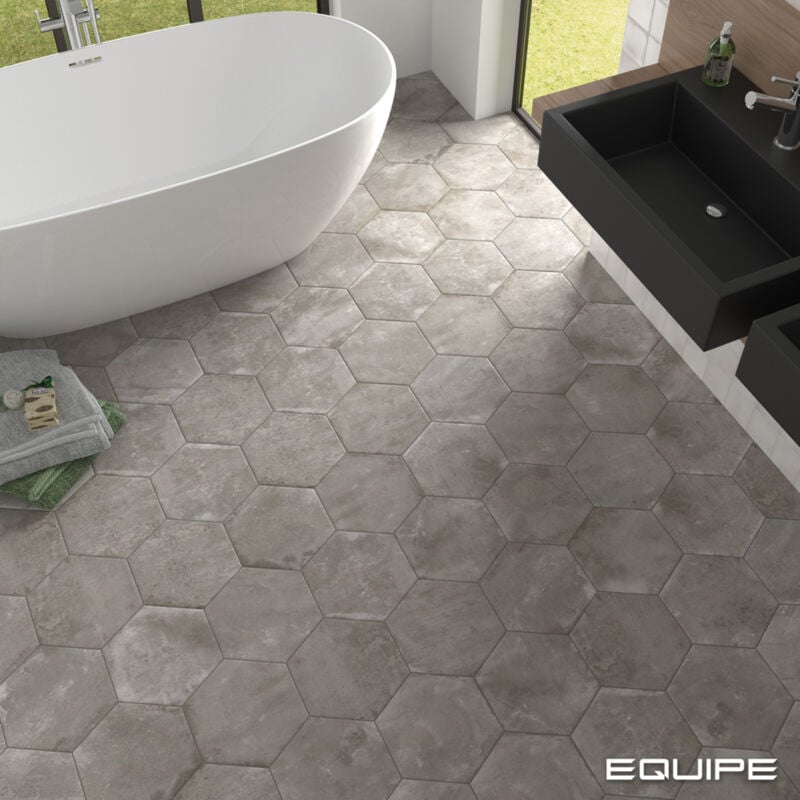 Grès cérame - urban - urban hexagon silver - 29,2X25,4