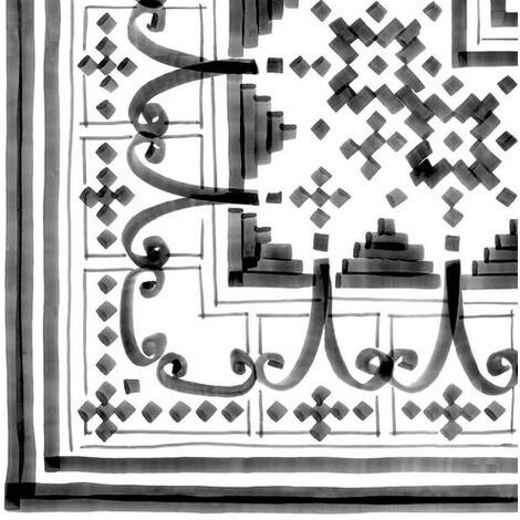 Carrelage imitation ciment décor noir et blanc 20x20 cm ANGLE BELEM - 4 Unités