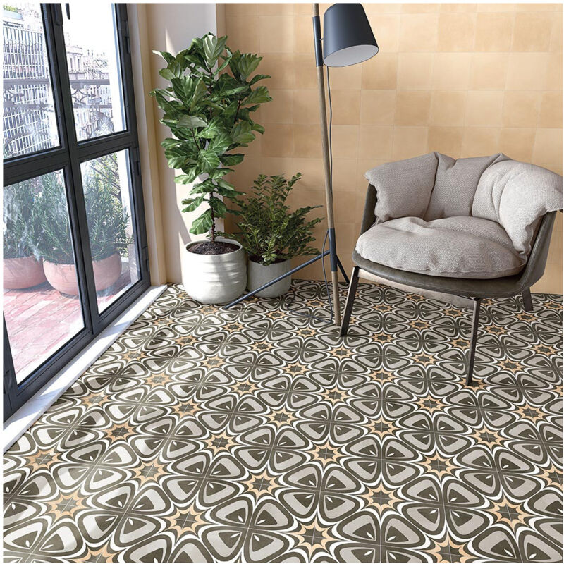 Carrelage grès cérame effet carreau ciment pop tile marquee 15x15cm 15x15 cm Gris - Satiné - boîte de 1 m2 - Gioia Materia