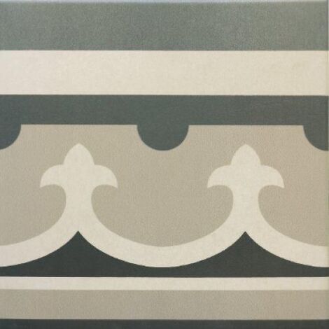 Carrelage imitation ciment rosace 20x20 cm CAPRICE CHATELET Bordure- 1m²