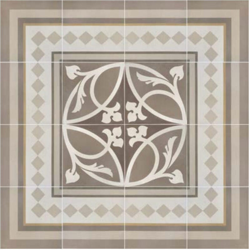 Carrelage grès cérame effet carreau de ciment caprice liberty 20x20cm 20x20 cm Taupe - Mat - boîte de 1 m2 - Gioia Materia