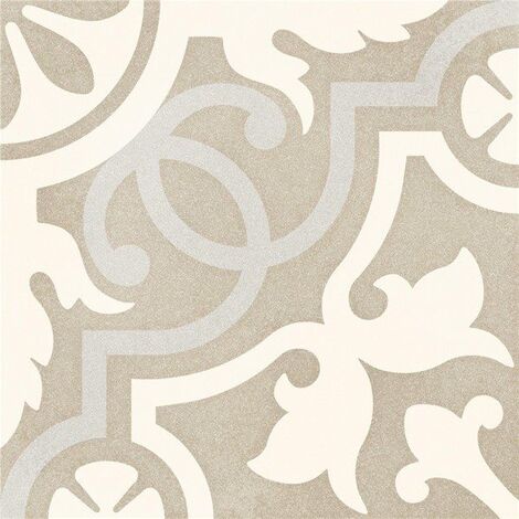 Carrelage imitation ciment taupé arabesque 20x20 cm TULPAN antidérapant R10 - 1m²