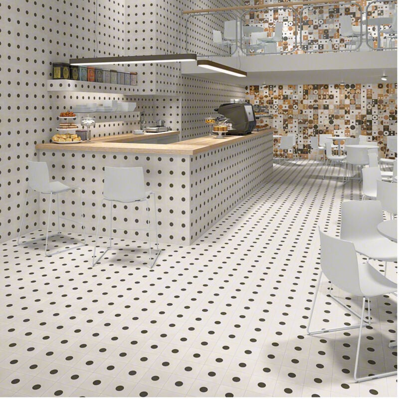 Carrelage grès cérame effet carreau ciment motif Pop Tile Wha 15x15cm 15x15 cm Blanc - Satiné - boîte de 1 m2 - Gioia Materia