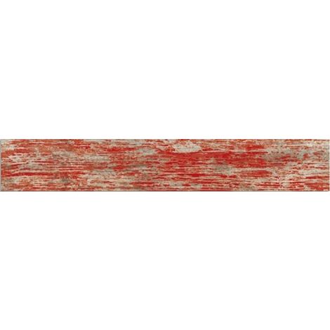Carrelage imitation parquet rouge rectifie vieilli mat YUGO Volcan 14.4x89.3 - 1.29m²