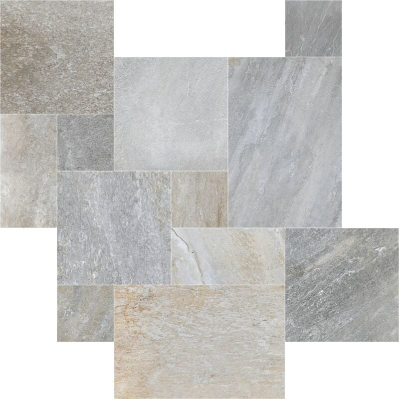 Tinker - Carrelage Imitation pierre Capri gris Antiderapant 44x66 cm