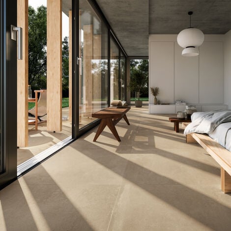 Carrelage intérieur Effet Béton AZUMA UP 60x60 (1,08m2) Sable rectifié - Les Carreaux de Jean