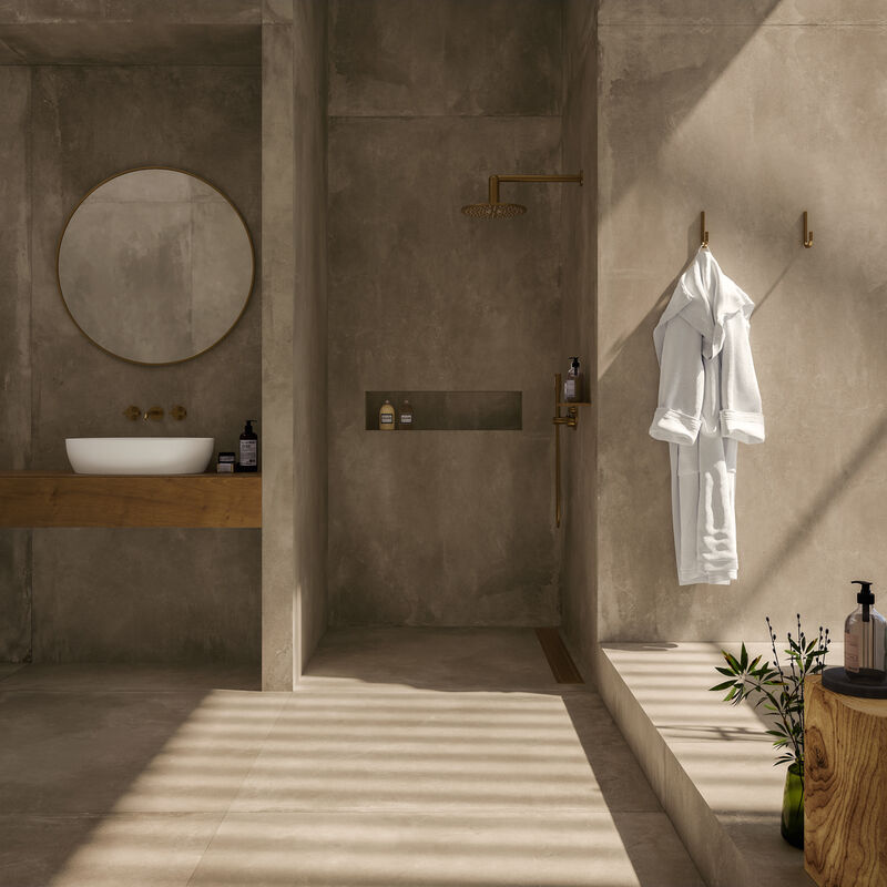 Carrelage intérieur Effet Béton azuma up 120x120 (1,44m2) Taupe rectifié - Les Carreaux de Jean