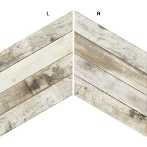 Carrelage losange blanc bois 70x40 DIAMOND PALLET CHEVRON - 0.98m² Côté: gauche