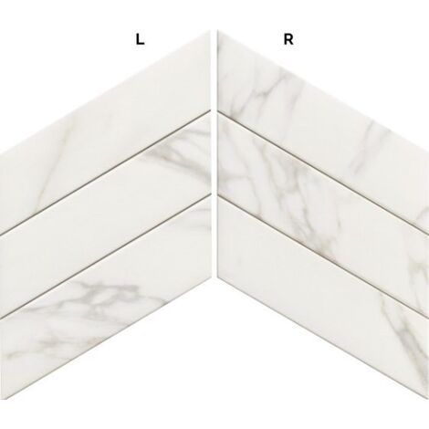 main image of "Carrelage losange blanc marbré 70x40 DIAMOND STATUARIO CHEVRON - 0.98m² | droit"