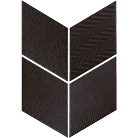 Carrelage losange diamant 14x24cm noir relief ref. 21295 RHOMBUS MAT - 1m²