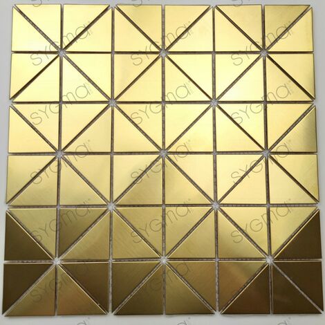 main image of "Carrelage metal doré mosaique pour mur en inox cuisine ou salle de bains DALIA"
