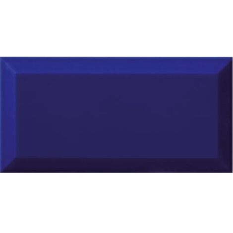 Carrelage Métro biseauté bleu foncé AZUL brillant 10x20 cm - 1m²