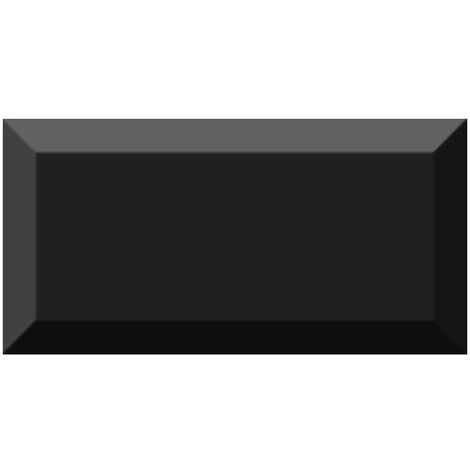 Carrelage métro biseauté brillant noir 10x20cm MUGAT NEGRO - 1m²