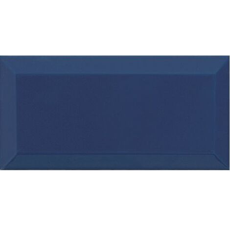 Carrelage Métro biseauté marino bleu marine brillant 10x20 cm - 1m²