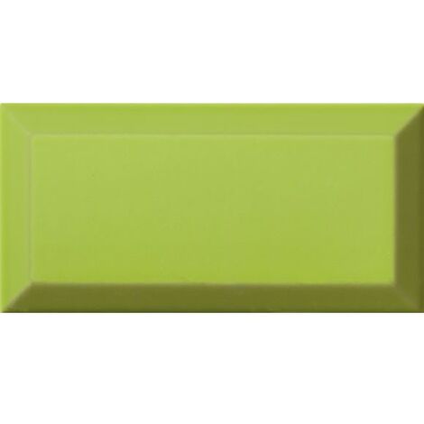 Carrelage Métro biseauté Verde vert tilleul brillant 10x20 cm - 1m²