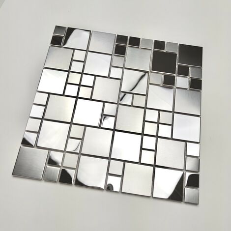 Carrelage mosaique acier inox miroir pour cuisine et salle de bains Coretto