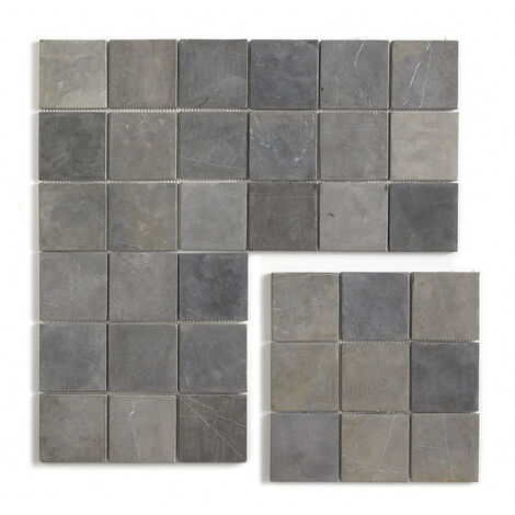 Carrelage mosaïque (Boite de 1m²) / Plaque de mosaïque mur et sol en marbre naturel coloris Gris argent - 30 x 30 cm - PEGANE -