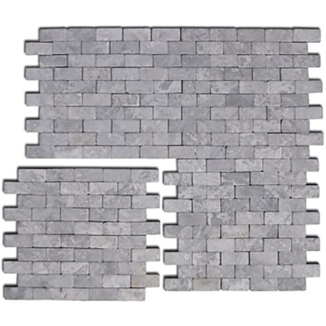Carrelage mosaïque (Boite de 1m²) /Plaque de mosaïque mur et sol en marbre naturel coloris gris clair - 30 x 30 cm - PEGANE -
