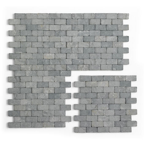 Carrelage mosaïque (Boite de 1m²) / Plaque de mosaïque mur et sol en marbre naturel coloris gris mat - 30 x 30 cm - PEGANE -