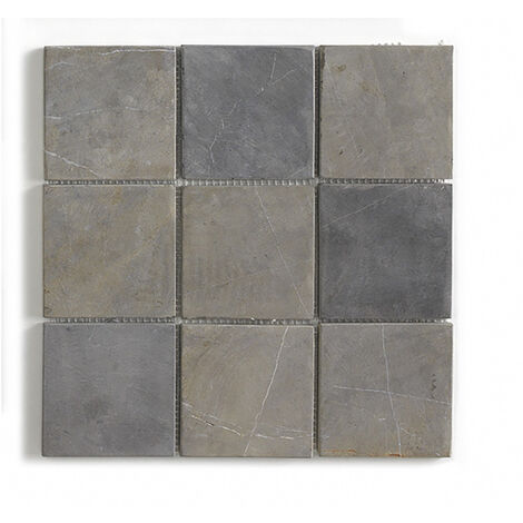 Carrelage mosaïque / Plaque de mosaïque mur et sol en marbre naturel coloris Gris argent - 30 x 30 cm - PEGANE -