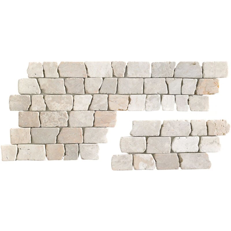 Carrelage mosaïque (Boite de 1m²) /Plaque de mosaïque mur et sol en marbre naturel coloris blanc - 14.8 x 30,5 cm Pegane