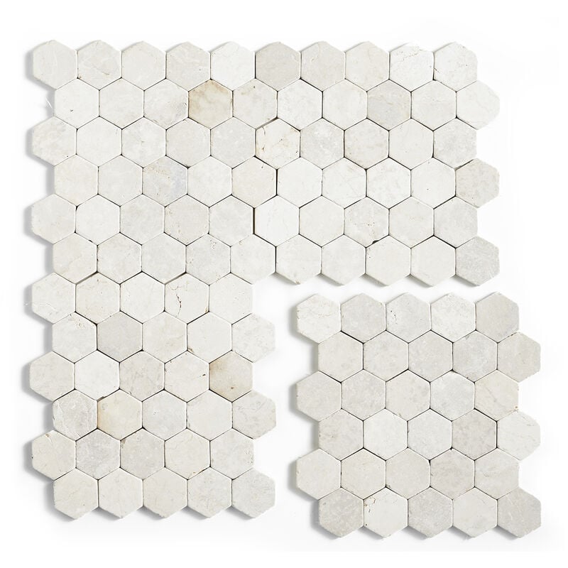 Carrelage mosaïque (Boite de 1m²) /Plaque de mosaïque mur et sol en marbre naturel coloris blanc - 33 x 33 cm Pegane