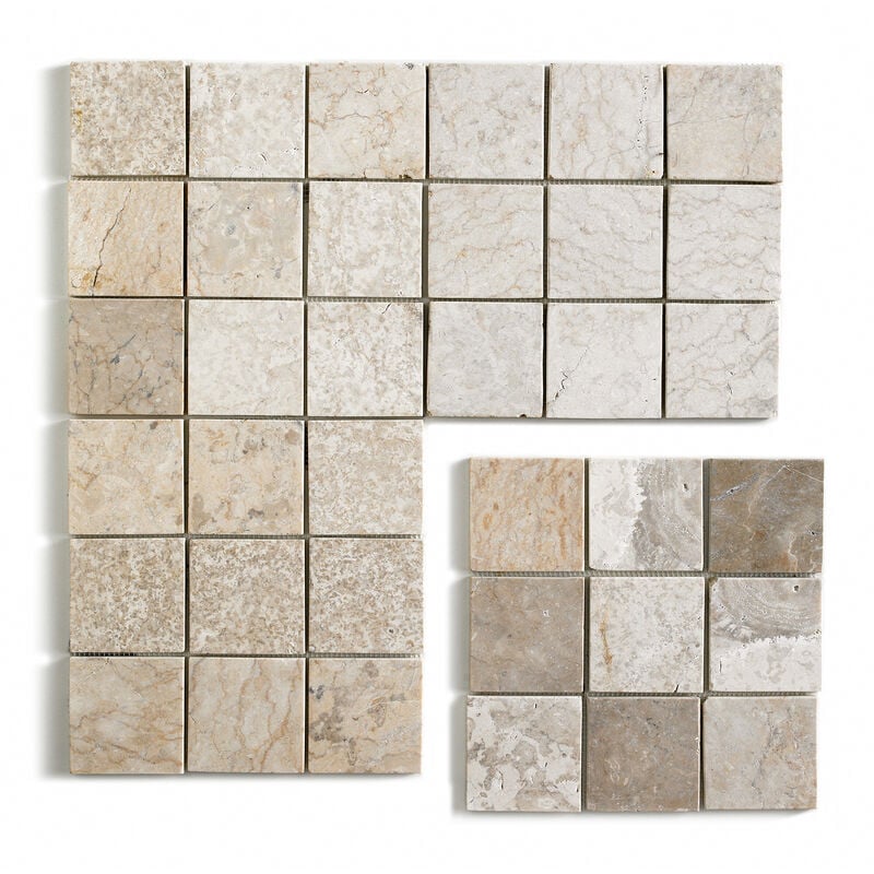 Carrelage mosaïque (Boite de 1m²) / Plaque de mosaïque mur et sol en marbre naturel coloris blanc mat - 30 x 30 cm Pegane