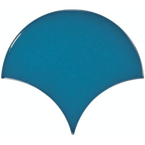 Carrelage mur écaille de poisson uni bleu 10,6x12 cm SCALE FAN ELECTRIC BLUE (vendu par boite de 0,37m2)