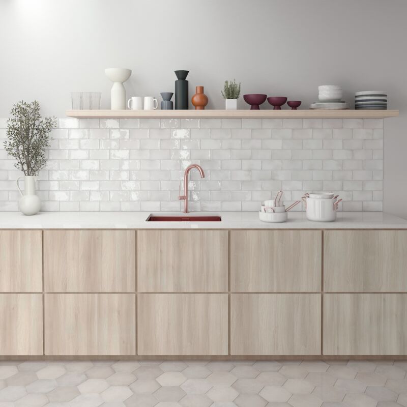 Carrelage mur effet zellige blanc 7,5x15 cm manacor white (vendu par boite de 0,50m2)