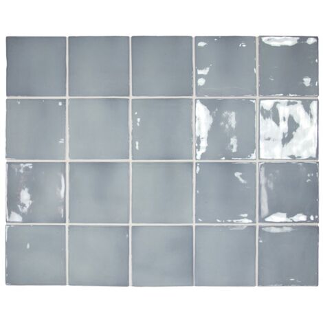 Carrelage mur effet zellige bleu 10x10 cm MANACOR BLUE MOON (vendu par boite de 0,60m2)