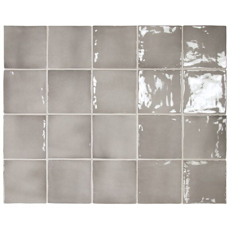 Carrelage mur effet zellige gris 10x10 cm manacor mercury grey (vendu par boite de 0,50m2)