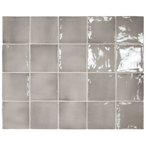 Carrelage mur effet zellige gris 10x10 cm MANACOR MERCURY GREY (vendu par boite de 0,60m2)