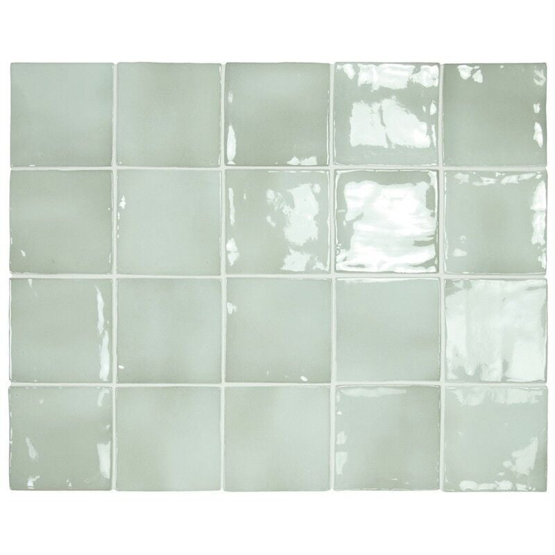 Carrelage mur effet zellige vert sage 10x10 cm manacor mint (vendu par boite de 0,50m2)