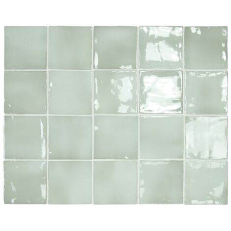 Carrelage mur effet zellige vert sage 10x10 cm MANACOR MINT (vendu par boite de 0,60m2)