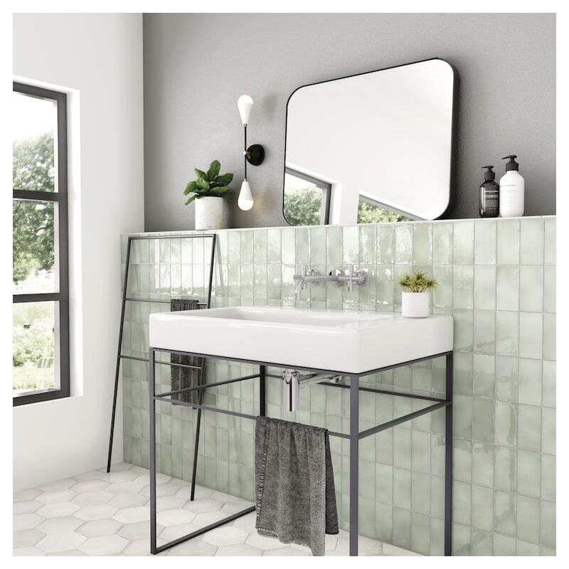 Carrelage mur effet zellige vert sage 7,5x15 cm manacor mint (vendu par boite de 0,50m2)