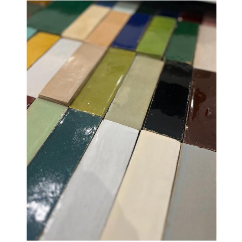 Gioia Materia - Carrelage mur et sol bejmat gioia artisanal manuel marocain rectangle 15x5cm Bleu marine - 42 - - boîte de 0.81 m2