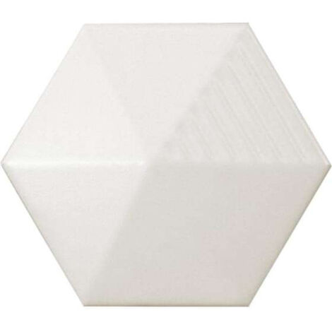 Carrelage mur hexagonal à relief uni blanc 12,4x10,7 cm MAGICAL UMBRELLA WHITE MATT
