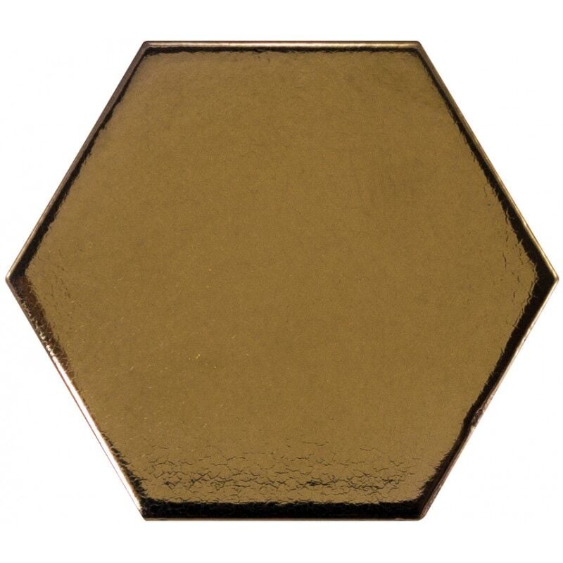 Carrelage mur hexagonal or doré blanc 12,4x10,7 cm scale hexagone metallic (vendu par boite de 0,61m2)