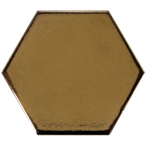 Carrelage mur hexagonal or doré blanc 12,4x10,7 cm SCALE HEXAGONE METALLIC  (vendu par boite de 0,61m2)