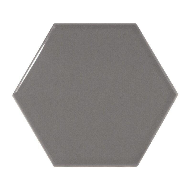 Carrelage mur hexagonal uni gris anthracite 12,4x10,7 cm scale hexagone dark grey (vendu par boite de 0,61m2)