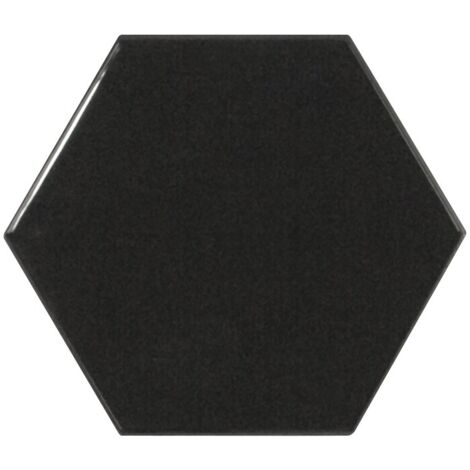 Carrelage mur hexagonal uni noir 12,4x10,7 cm SCALE HEXAGONE BLACK  (vendu par boite de 0,61m2)