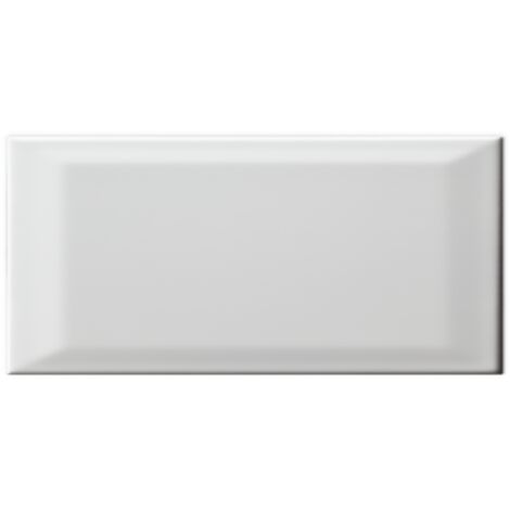 Carrelage mural 7,5x15 cm blanc brillant biseauté – Céramique en pâte blanche – Pour cuisines et salles de bains – Effet métro