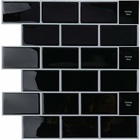 Carrelage mural auto-adhésif vinyle imperméable 30,5 x 30,5 cm – Lot de 4 feuilles – Effet cristal pour cuisine et salle de bain