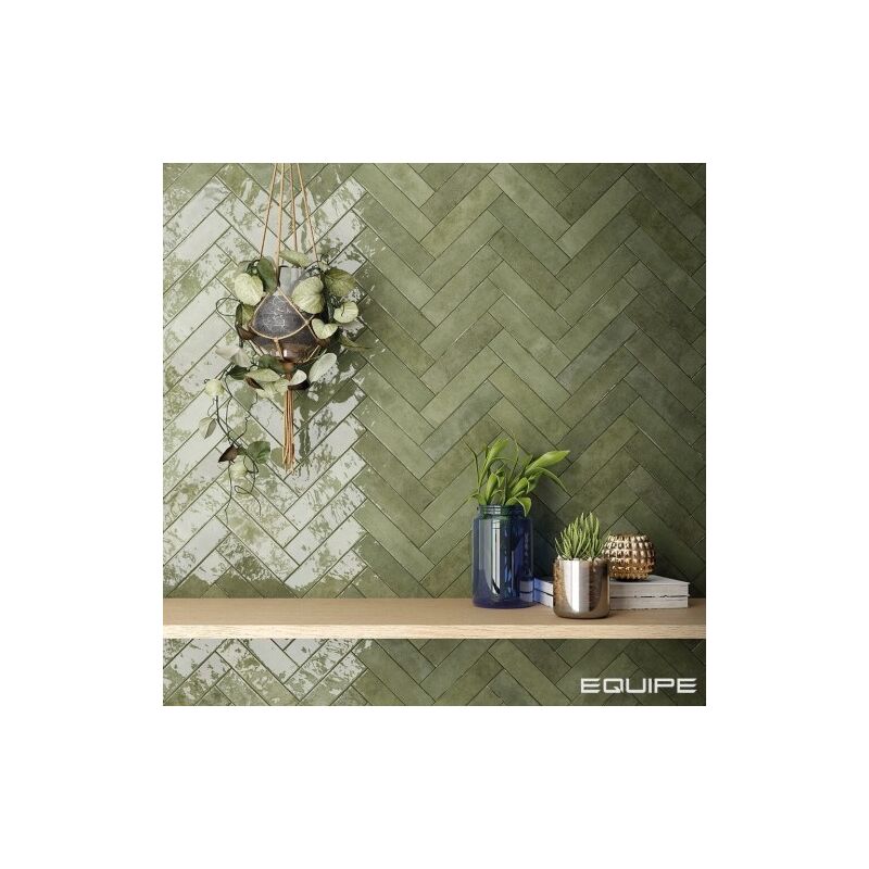 Carrelage mural Effet Zellige TRIBE 6x24,6cm Green (0,5m2) - Les Carreaux de Jean