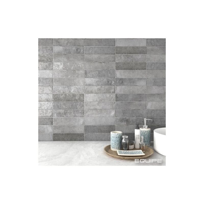 Carrelage mural Effet Zellige TRIBE 6x24,6cm Grey (0,5m2) - Les Carreaux de Jean